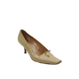 Richard Tyler Womens Leather Pointed Toe Heels Pumps Shoes Beige Size 6.5